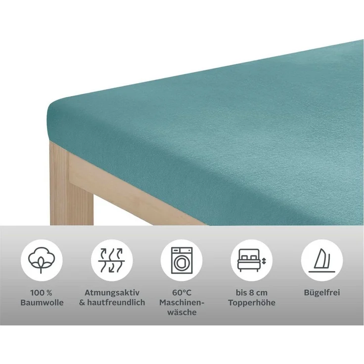 OTTO home Spannbettlaken Physalis Topper COMFORT, Jersey, Gummizug: rundum, (1 Stück), Baumwolle, Matratzen bis 10 cm Höhe, Bettlaken, Spannbetttuch, Laken – Bild 1