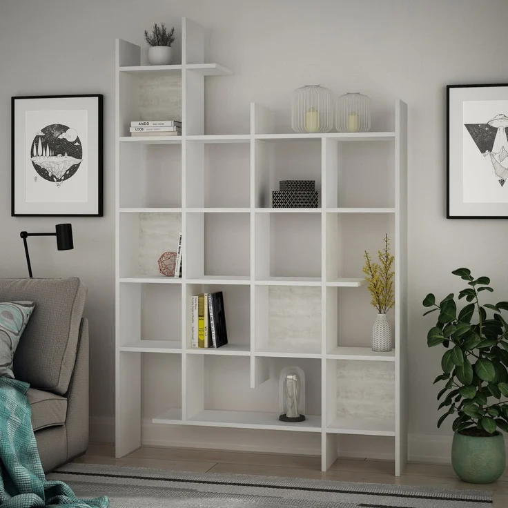 Bücherregal, 'Manco', 188 x 25,5 x 122, Weiß – Bild 1