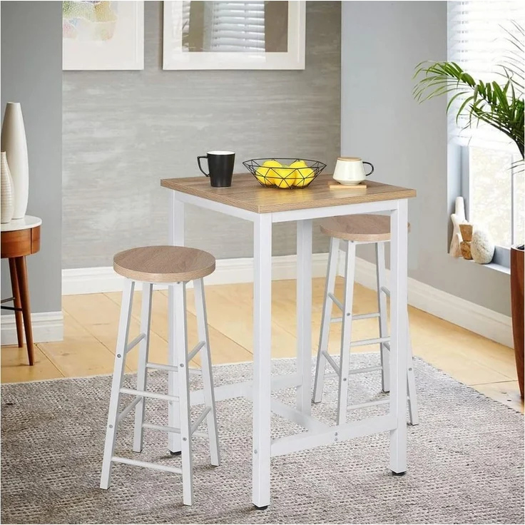 WOLTU BT34hei 1x Bartisch Bistrotisch Stehtisch Esstisch, Metallgestell, Tischplatte aus MDF, Helleiche, 60 x 60 x 102 cm(BxTxH) – Bild 5