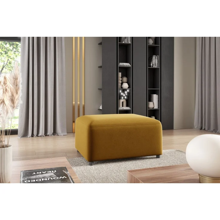 Polsterhocker Designerhocker Hocker MEGAN in Stoff Salvador Honiggelb – Bild 1