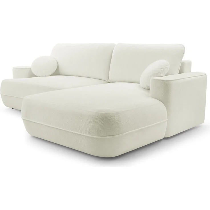 Selsey 'Fuerro' Ecksofa mit Schlaffunktion, Bettkasten, Ottomane rechts, Strukturstoff wasserabweisend, Weiß – Bild 5