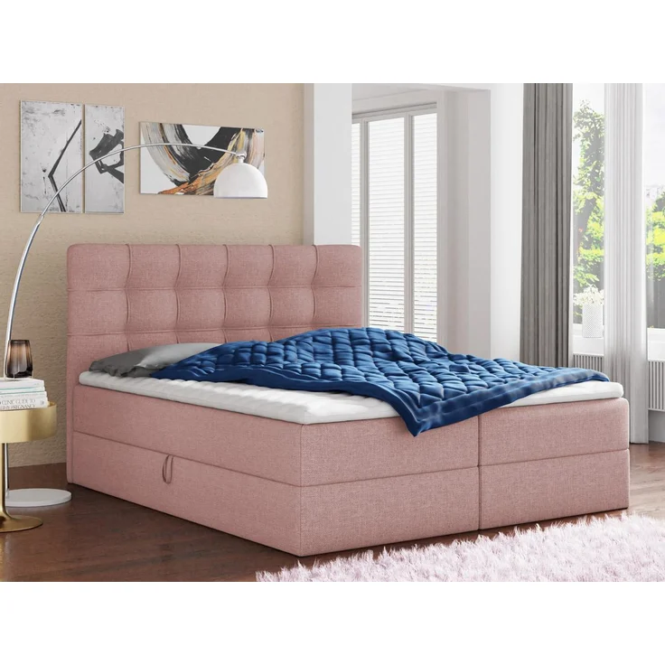 Boxspringbett Best mit 2 Bettkästen, Doppelbett mit Bonell-Matratze und Topper, Polsterbett, Bett (Pink (Inari 52), 140 x 200 cm) – Bild 1