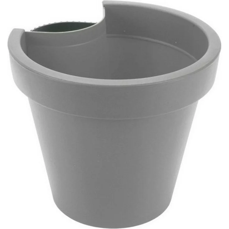 Spetebo Blumentopf Kunststoff Blumentopf für Regenrohr - grau (Stück, 1 St, Pflanztopf), Pflanztopf mit Befestigungsgurt für Fallrohr – Bild 2