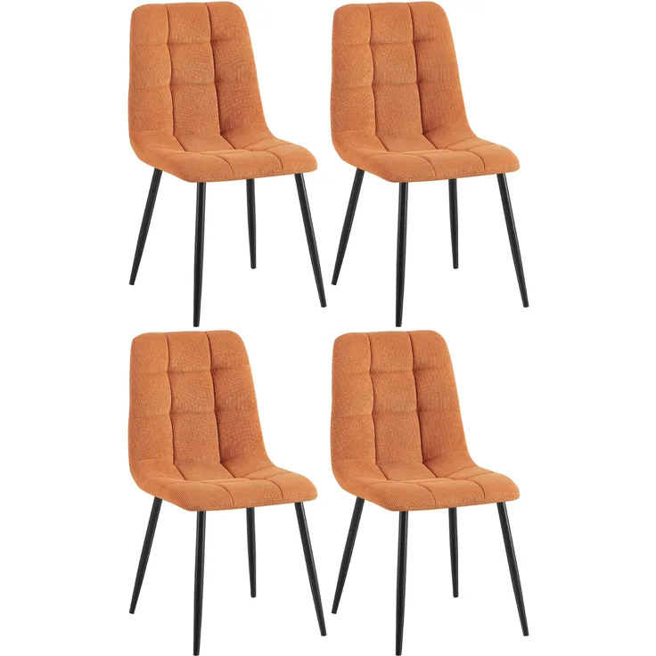 4er Set Esszimmerstuhl FIGAD - Cord Orange 45x55x84 cm | Essstühle Esszimmerstühle Küchenstühle Wohnzimmerstühle