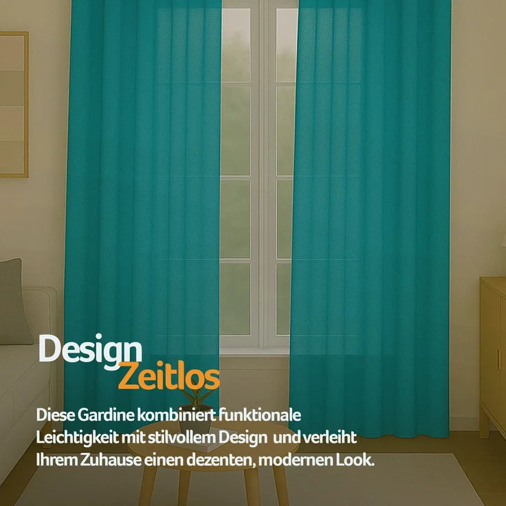 Gardine mit Ösen *** x *** cm ( Breite x Länge ) in ***, blickdichter Vorhang, Ösenvorhang in vielen Variationen 140x245 cm Türkis – Bild 8