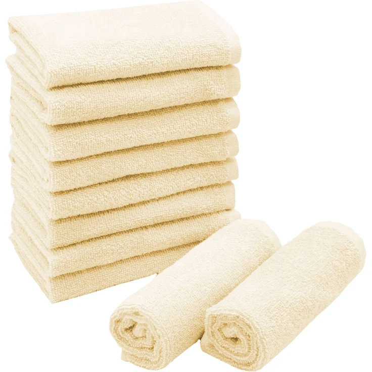 ZOLLNER 10er Set Seiftücher, 30x30 cm, 100% Baumwolle, creme – Bild 1