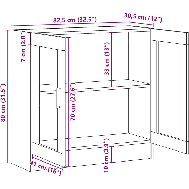 vidaXL Bücherregal 82,5 x 30,5 x 80 cm Schwarz Eichen-Optik 862518 – Bild 11