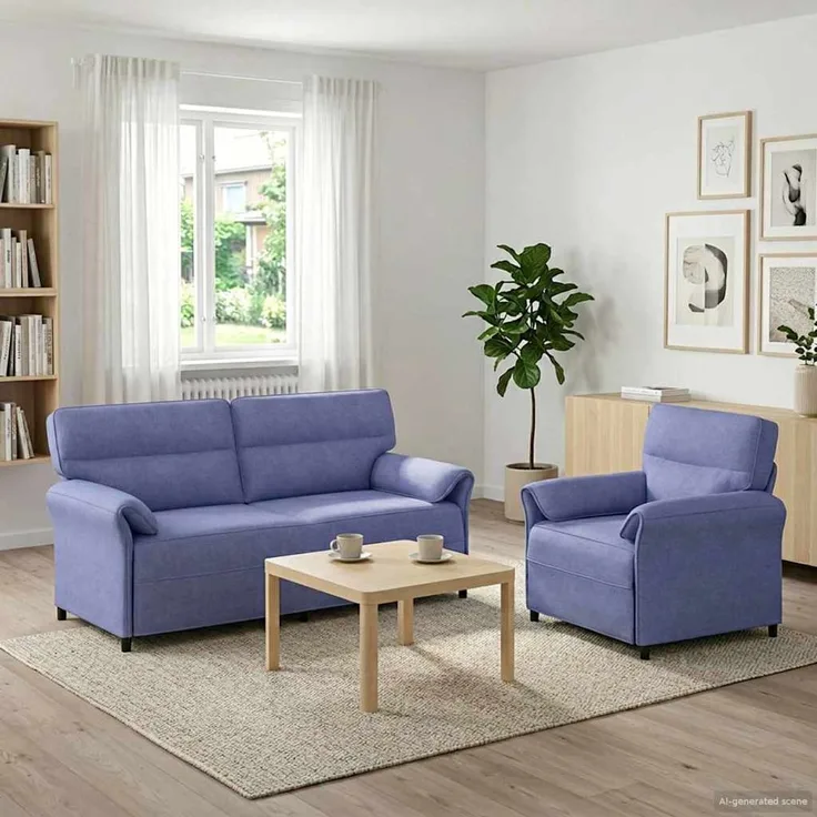 vidaXL Sofa Set 2 stk. Jeans blau Stoff 3424870