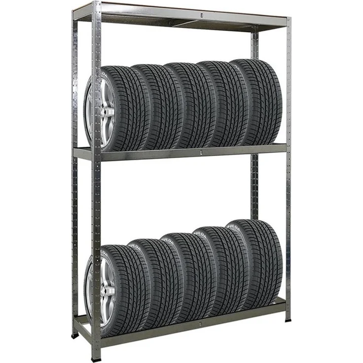 PROREGAL® Schwerlastregal Reifenregal RAGNAR 180x120x40cm 8 Reifen auf 2 Ebenen + Ablage – Bild 2