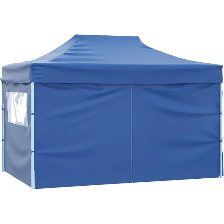 Profi-Partyzelt Faltbar, Gartenzelt mit 4 Seitenwänden 3x4m Stahl Blau – Bild 4