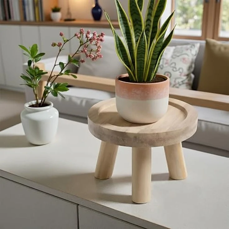 Spetebo Blumenhocker rund natur mit 3 Beinen - Ø 20 cm (Anzahl, 1 St, Stück), Stabiler Stand auf 3 Beinen – Bild 6
