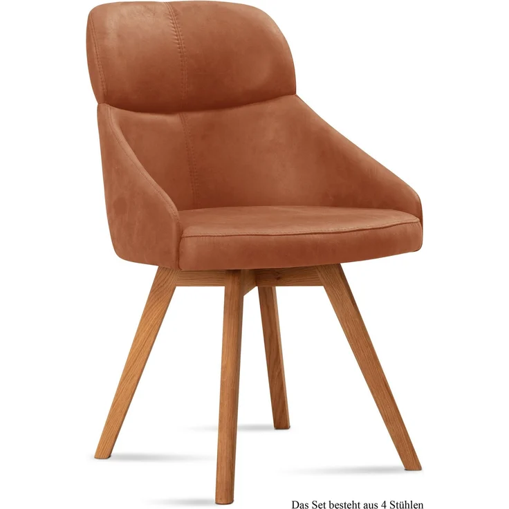 Esszimmerstuhl (4er-Set) Donna 52x82x63 Eiche geölt/Cognac