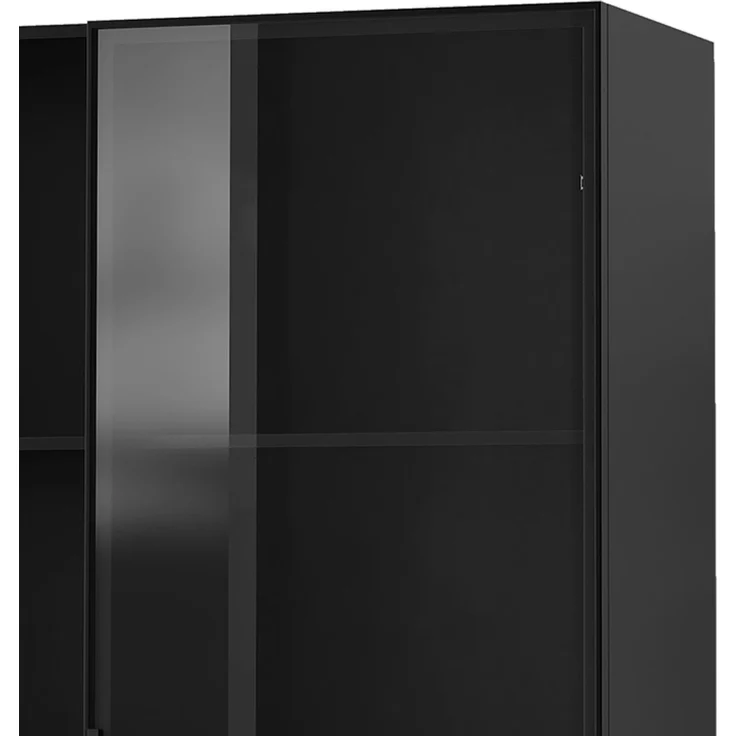 ZUBALIYA LED-Vitrine 140×40×160 cm – Bücherregal und Multifunktionsschrank mit Glas- und offenen Fächern, sanft schließenden Scharnieren, mehrfarbiger LED-Beleuchtung, staubdichter Glasvitrine,Bücherregal – Bild 10