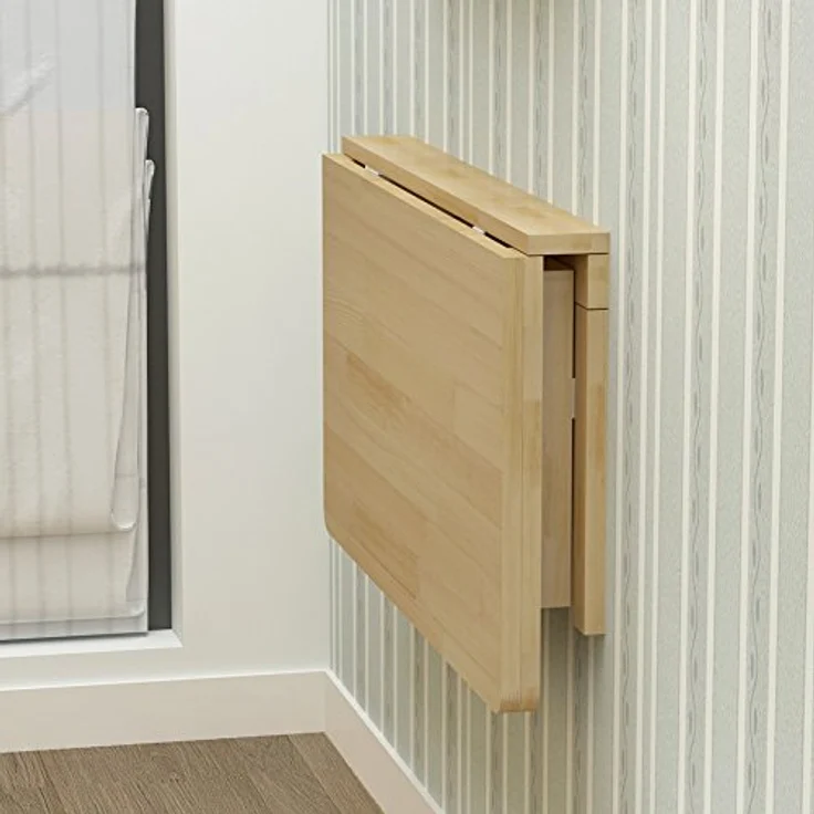 MM MELISEN Klapptisch, Kleiner, Platzsparender Schwimmender Schreibtisch, Zusammenklappbarer Computertisch Aus Massivholz, an der Wand Montierter Klapptisch für Arbeitszimmer, KüChe, WäScherei Usw – Bild 2