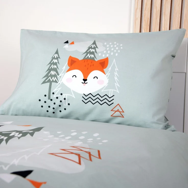 Herding Renforce Kinder Bettwäsche Nordic Forest mint Wendemotiv Wald 100x135 cm – Bild 5