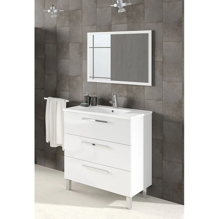Badezimmer-Set >ATHENA< in weiß glänzend - 80x86x45 (BxHxT) – Bild 2