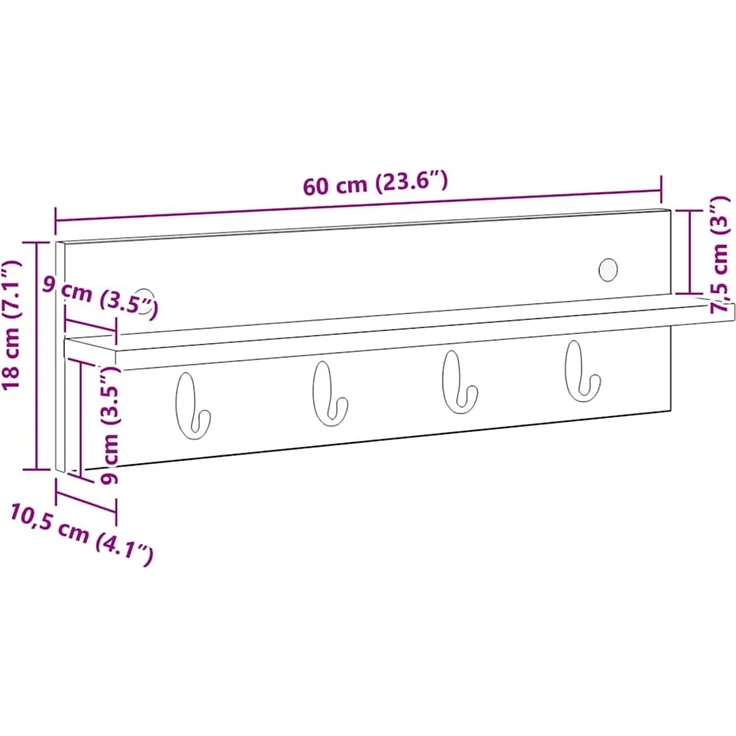 vidaXL Wandmontierter nachttisch Beton Grau 60 x 10,5 x 18 cm 874390 – Bild 11