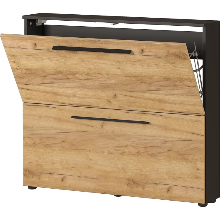 Schuhkipper >GW-WILDOMAR< hängend / stehend, Graphit/Navarra-Eiche-Dekor - 100x85x19cm (BxHxT) – Bild 4