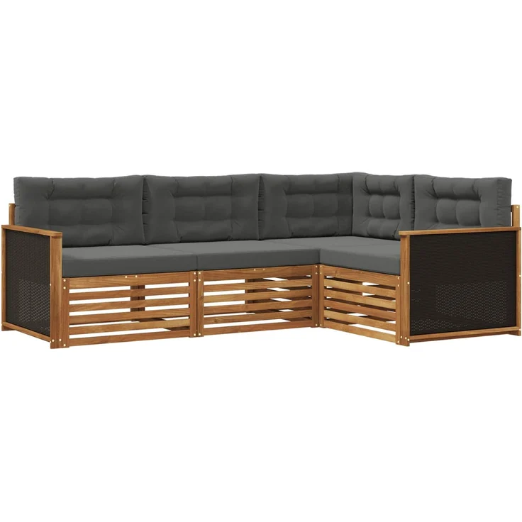 vidaXL Outdoor-Sofagarnitur 4 pcs Natur und Anthrazit 3383285 – Bild 2