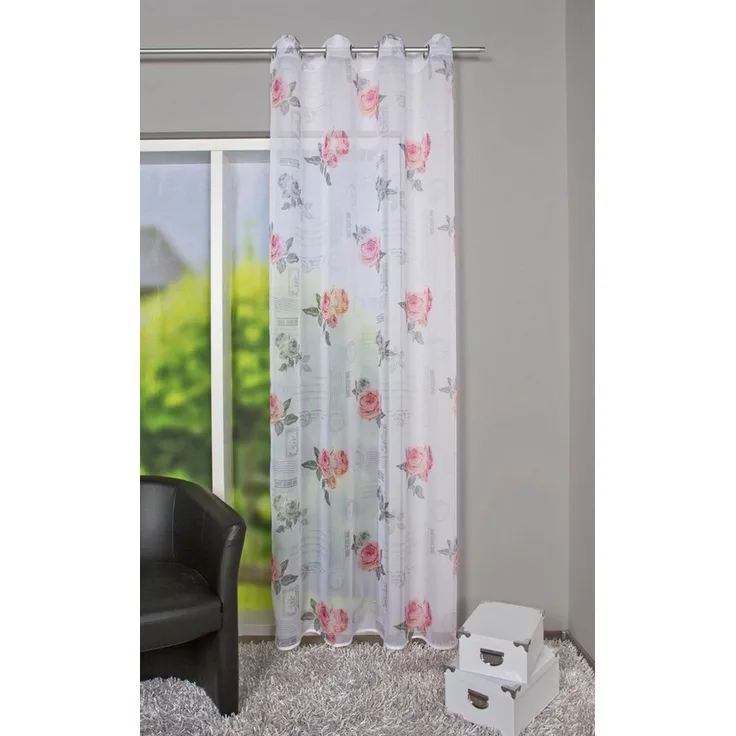 HOME WOHNIDEEN Gardine AMORE (1 St), Ösen, transparent, Voile, HxB: 245x140, Romantischer Ösenschal