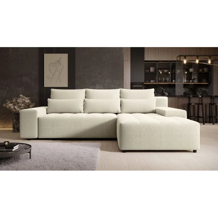 Selsey 'Neluro' Ecksofa mit Schlaffunktion & Bettkasten, Chenille wasserabweisend, Universal, Hellbeige – Bild 2
