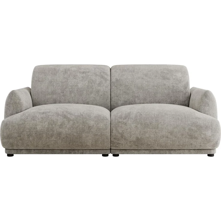 Modernes Design Sofa PUNTA 206 cm 3-Sitzer HR-Schaum Rückenlehne, Wellenfederung, Massivholzrahmen, Sofa mit Armlehnen - Hellgrau Schenille grob gewebt – Bild 6