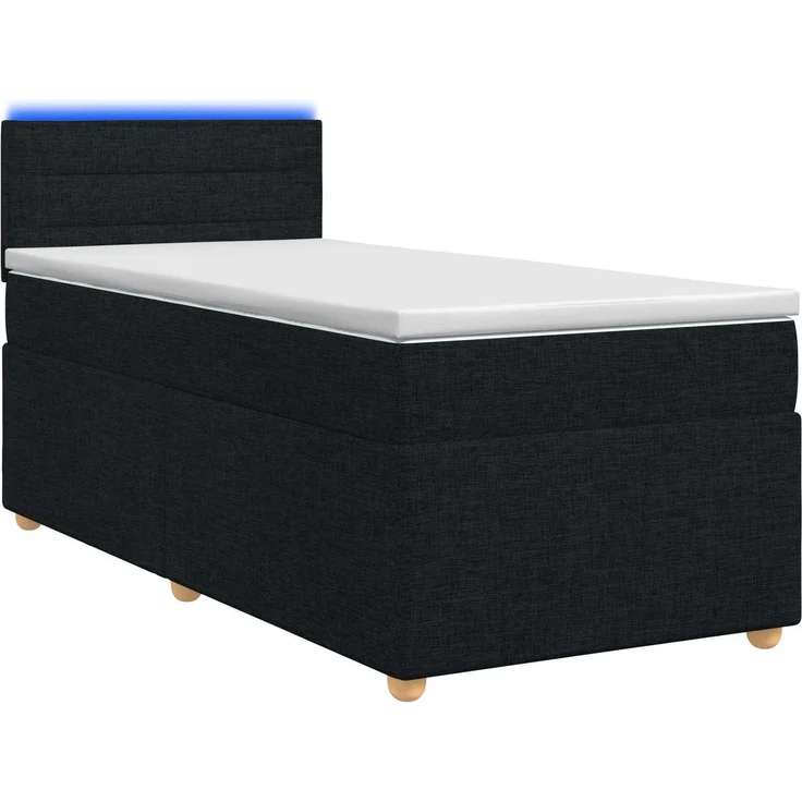 vidaXL Boxspringbett mit Matratze Schwarz 90 x 190 cm Stoff 3452305 – Bild 2