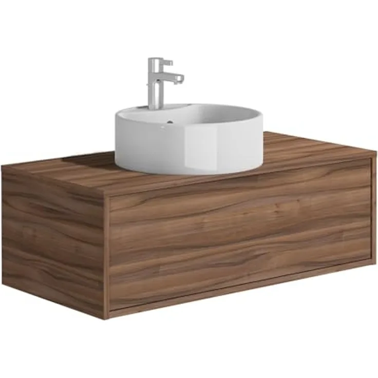 Vente-unique - TEANA Waschbeckenmöbel Holz, Platte Braun - B 47 cm x H 32 cm x L 94 cm