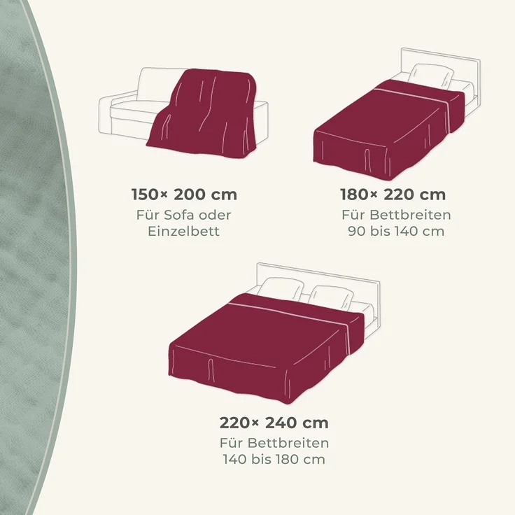 Laynenburg Tagesdecke Musselin aus 100% Baumwolle – Baumwolldecke, Kuscheldecke, Wohndecke als Sommerdecke, Bett-Überwurf, Couch-Überwurf, Sofa-Decke – Bild 3
