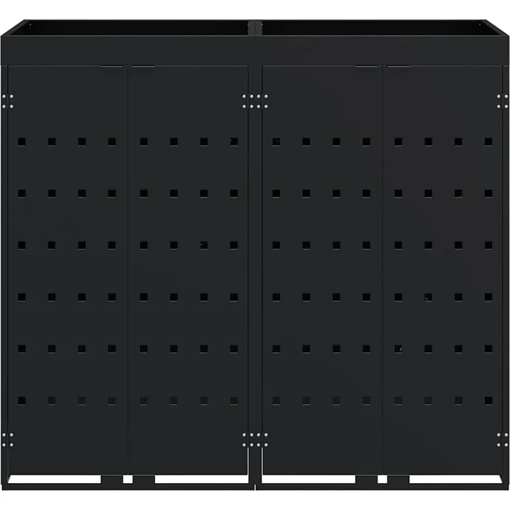 vidaXL Wagenmüllbehälter für 2 Behälter Schwarz 136 x 77,5 x 121,5 cm 3394738 – Bild 7