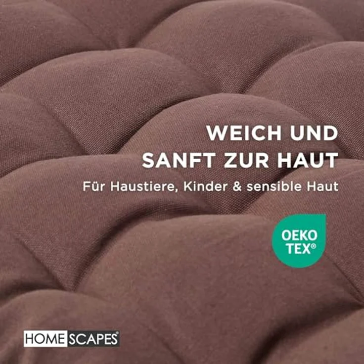 Homescapes Stuhlkissen 2er Bankauflage braun 100% Baumwolle – Bild 5