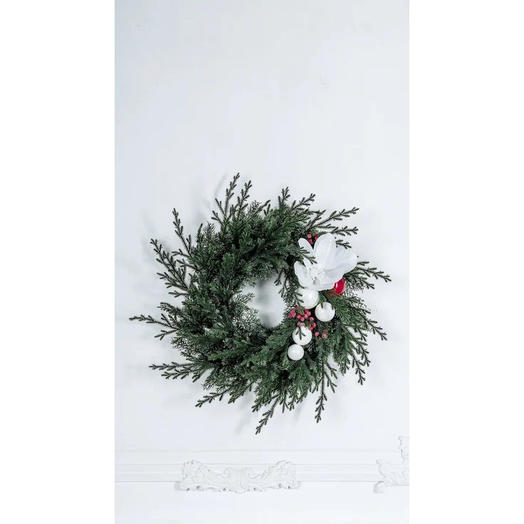 EveXmas Nordic Pine Weihnachtskranz Grün 65 cm, künstlicher Kiefernkranz mit strukturierten Nadeln, 96 Zweige, 480 PE-Spritzguss-Triebe, 100% PE – Bild 2