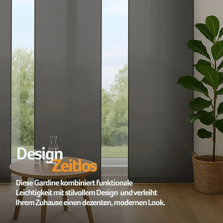 Flächenvorhang mit Klettband, Paneelwagen und Schleuderstab, ( BxL ) 60x245 cm in , blickdichte Schiebegardine mit Klett in vielen Farben Anthrazit – Bild 8