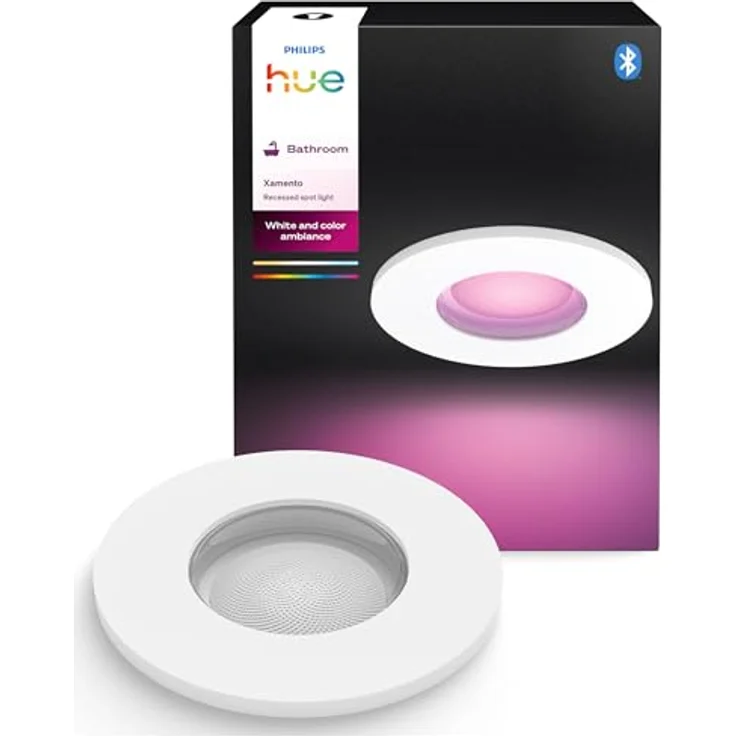 Philips Hue White & Color Ambiance Xamento recessed spotlights 1 Pack, dimmable Bathroom Lights for The Hue System with 16 Million Colours, Intelligent Light Control via Voice and app, White – Bild 2