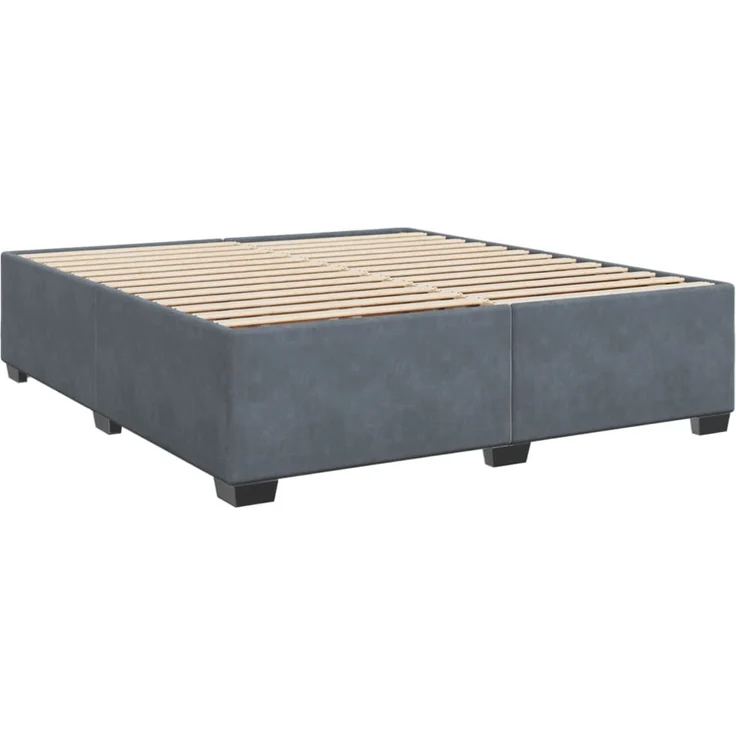 vidaXL Boxspringbett mit Matratze Dunkelgrau 200x200 cm Samt 3285306 – Bild 5