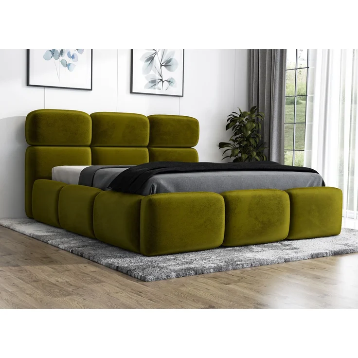 Polsterbett MAROKO 120x200 mit Matratze, Bettkasten und Lattenrost. Farbe: Olive 9 – Bild 2
