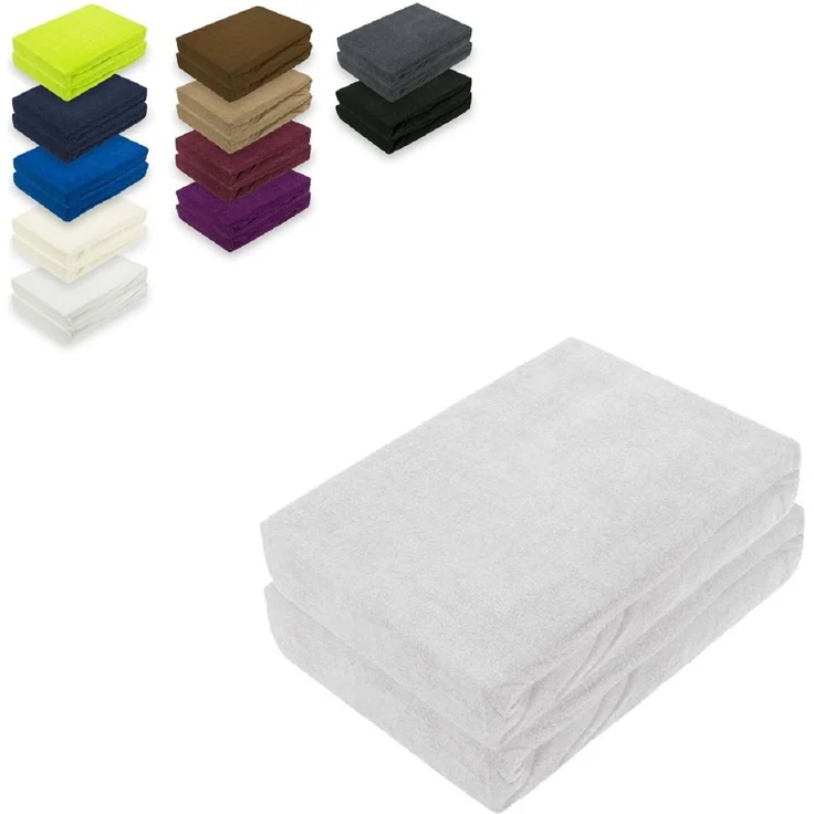Frottee Spannbettlaken Doppelpack 90 - 100 x 200 cm Silber – Bild 1