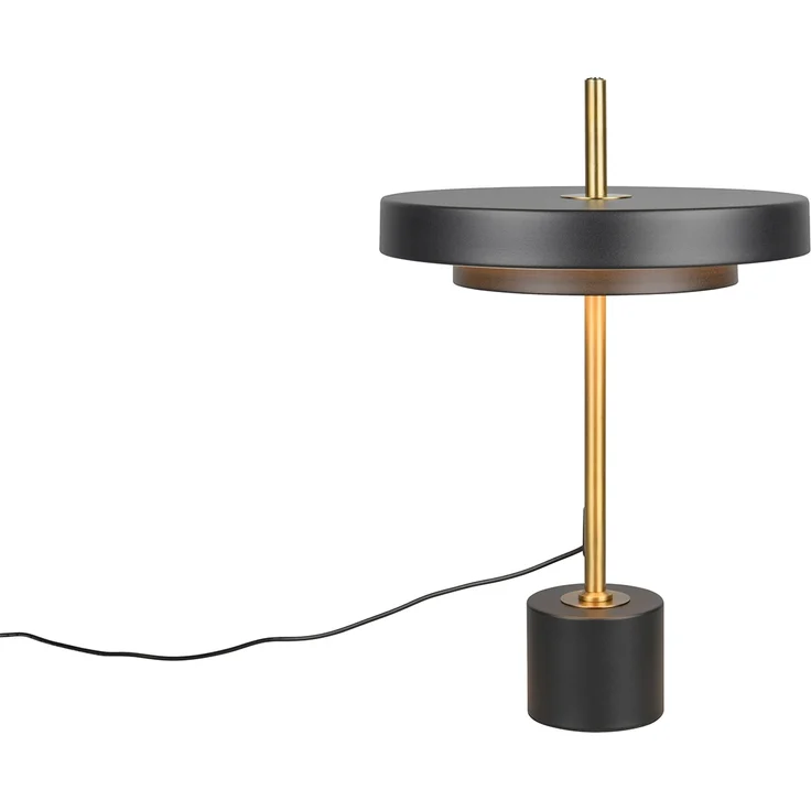 Dimmbare LED Tischlampe KEATON im modernen Design, Schwarz Gold, Höhe 45,5cm – Bild 2