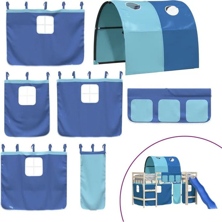 vidaXL Vorhänge für Hochbett mit Tunnel Blau Polyester 835917