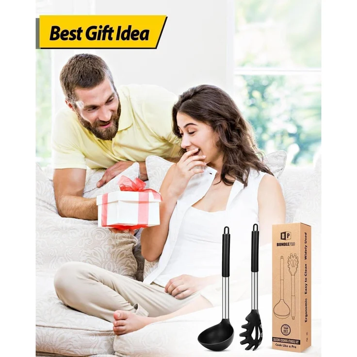 Silikon Pasta Gabel Pfanne Löffel Set Antihaft Kochen Rühren Servieren – Bild 7