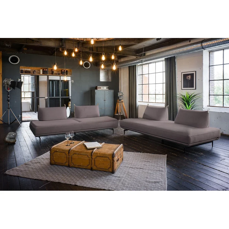 KAWOLA Ecksofa CANE Schlafsofa Daybed Stoff lila 80 x 210 x 310 cm – Bild 2