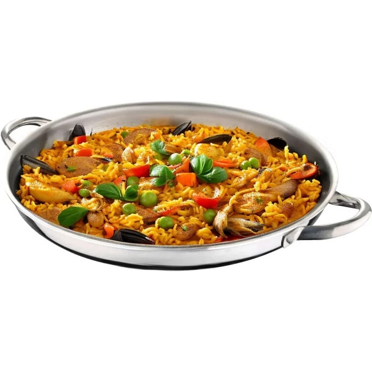 Paellapfanne Edelstahl 36 cm traditionelle Paella Pfanne Antihaft Wabenstruktur Induktion – Bild 2
