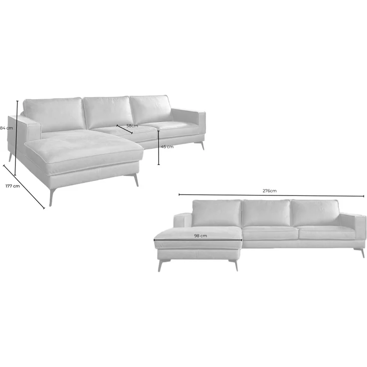 KAWOLA Sofa BLOOM Ecksofa Leder cognac Recamiere links 84 x 177 x 276 cm – Bild 9