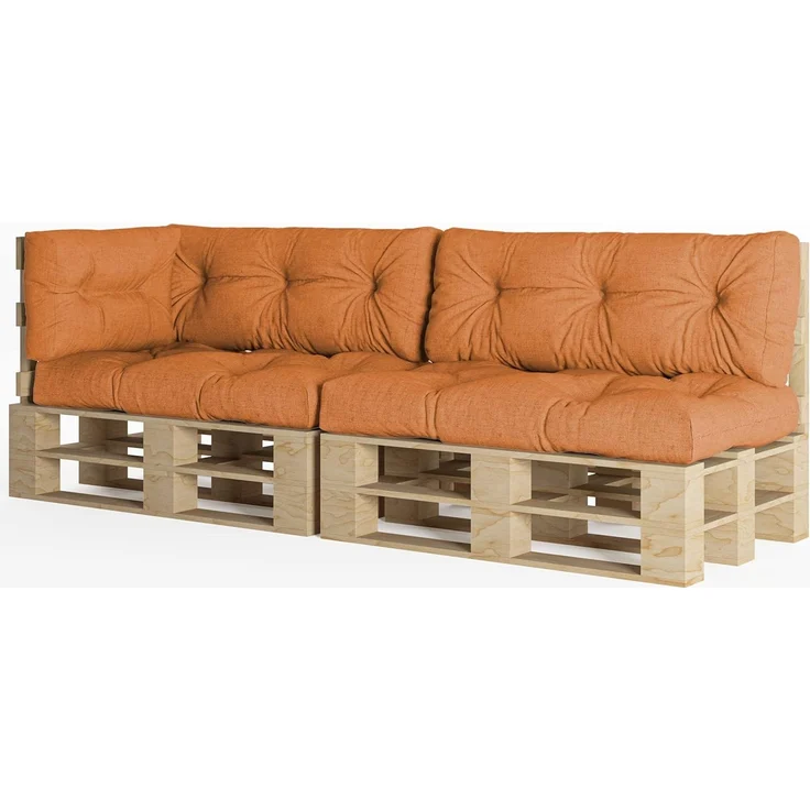chilly pilley Palettenauflage Schaumflocken palettenkissen Palettenpolster Palettenmöbel Palettensofa Rückenlehne Sitzkissen Seitenkissen Set (5er Set Orange) – Bild 1