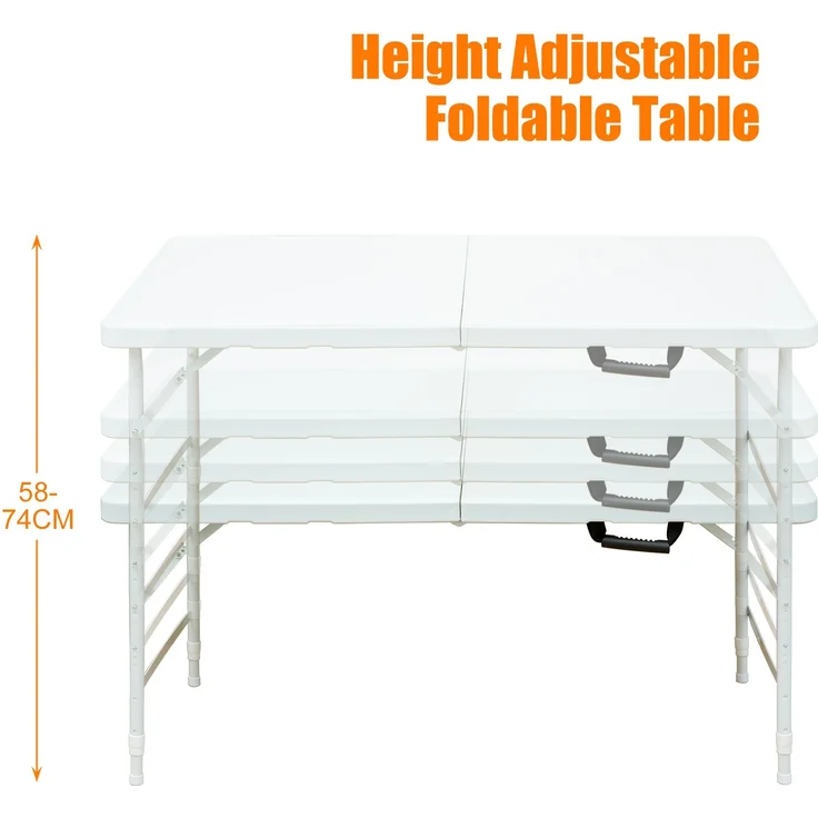 Abrihome Gartentisch 25 cm höhenverstellbar mit 135 kg Tragkraft, Weiß, 74x61x125 cm – Bild 9