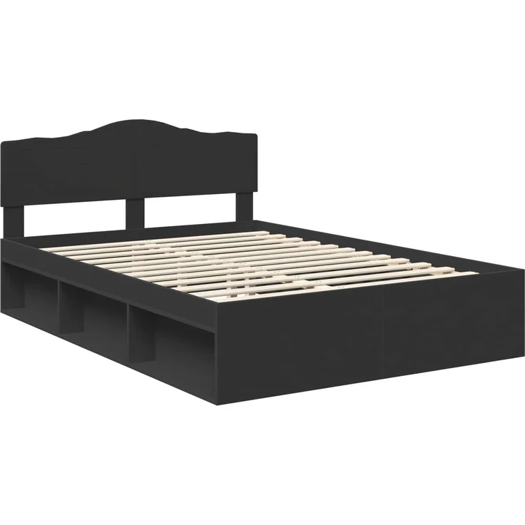 vidaXL Bettrahmen Schwarz 160 x 200 cm Massives Kiefernholz 3412872 – Bild 3