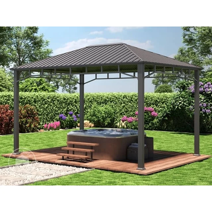 Gartenpavillon 3x4 m Stahldach Hardtop ohne Seitenteile, Pfosten 9x9 cm – Bild 2