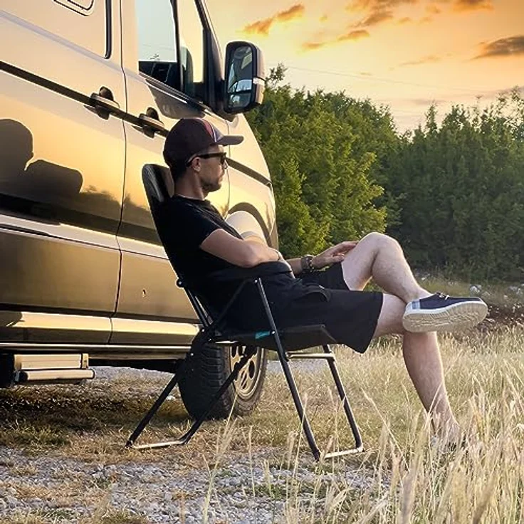 HOMECALL Campingstuhl Gartenstuhl Anglerstuhl Faltsessel Klappstuhl für Wohnwagen Outdoors, 5 fach Verstellbarer Rückenlehne, Hochlehner, Gepolsterter, bis 150kg – Bild 3
