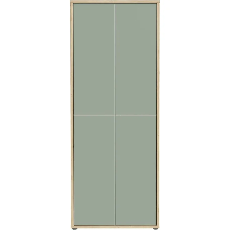 Forte ALICE SPRINGS Schuhschrank 70 80, moderner Flurschrank mit 4 Türen und 8 Einlegeböden, Holzwerkstoff, Salbei / Artisan Eiche Holzdekor, 74,5 cm breit x 191,9 cm hoch x 34,9 cm tief – Bild 3