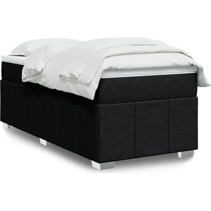 vidaXL Boxspringbett mit Matratze Schwarz 100x200 cm Stoff 3285451 – Bild 1
